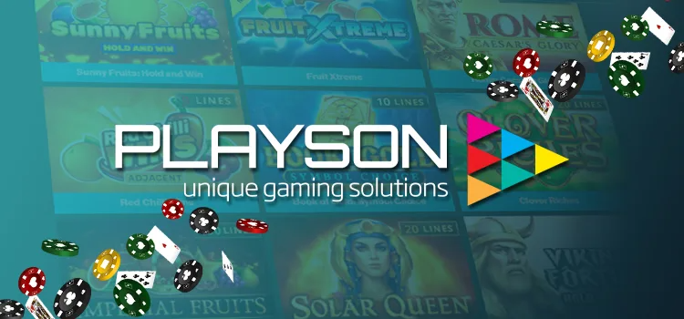 Logo PLAYSON dengan latar belakang game slot gacor terpopuler.