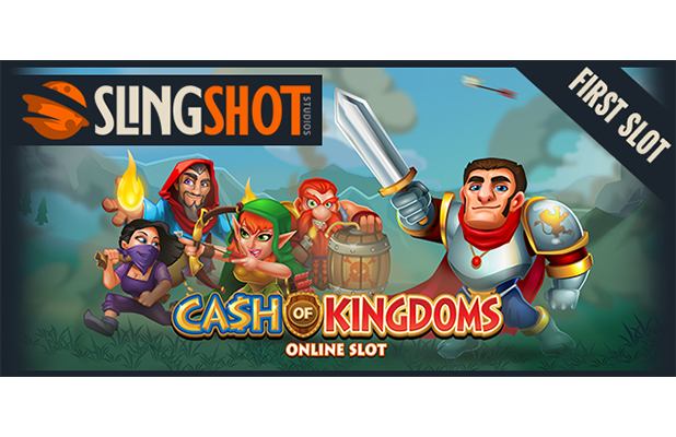 Logo Slingshot Studios dengan tema raja slot.