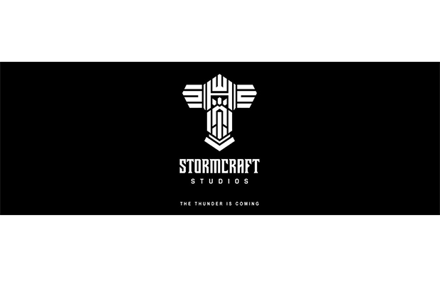Ilustrasi digital yang cerah dari antarmuka game slot Stormcraft Studios menampilkan elemen dinamis dan warna-warna berani.